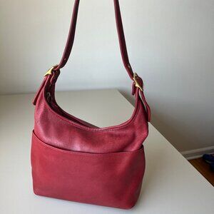 COACH Genuine USA Leather Mini Shoulder Ergo Bag Red Vintage 9058